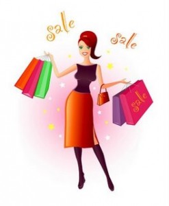 Compras ( mulher com sacolas - bem colorido___ )